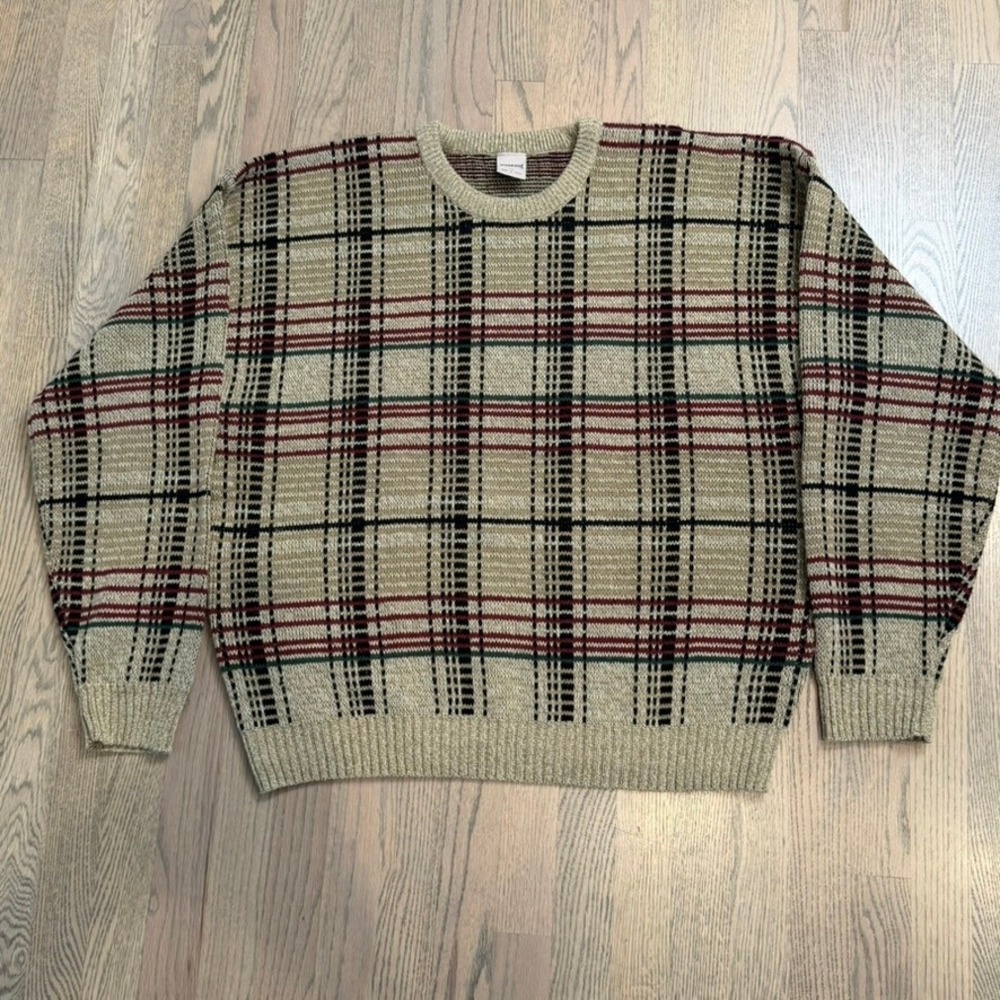 Windridge XXL Men's Plaid Crew Neck Sweater Knitwear Pullover Cosby Mervyns 80s